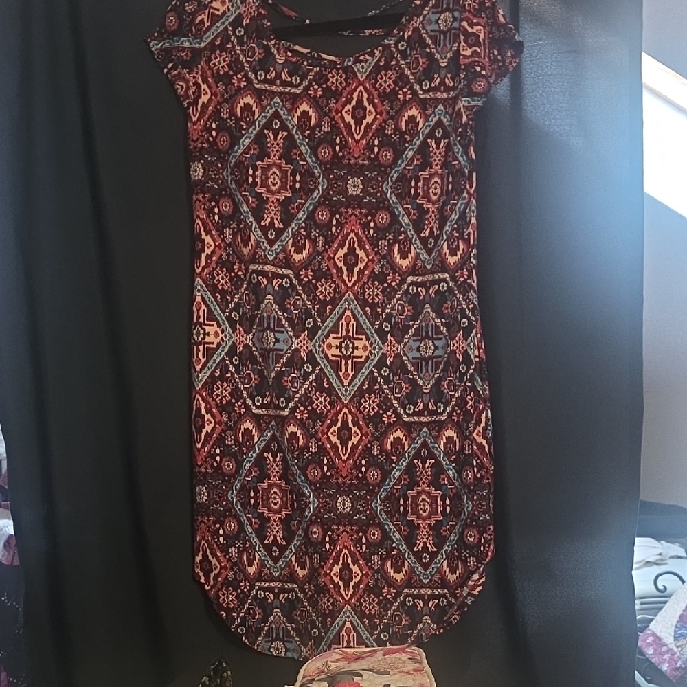 No Boundaries Red and Blue Patterned Mini Dress